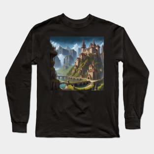 Medieval Village on a Hill Long Sleeve T-Shirt